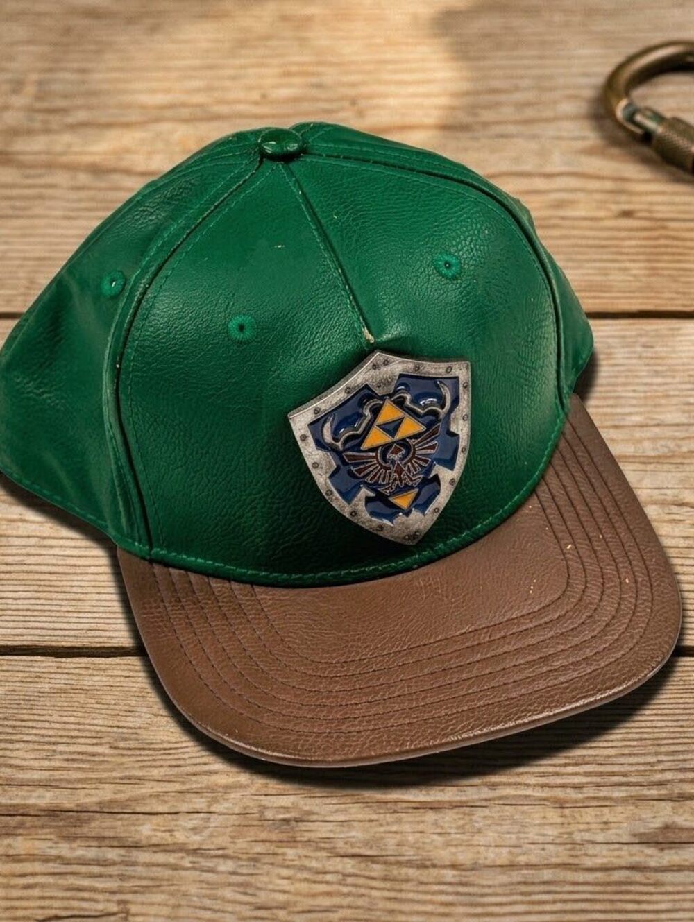 Nintendo Zelda Hylian Shield Faux Leather Snapback Hat Nerdcore Gamer Cosplay